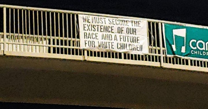 Calgary neo-Nazi group claims responsibility for hanging racist banner over Macleod Trail