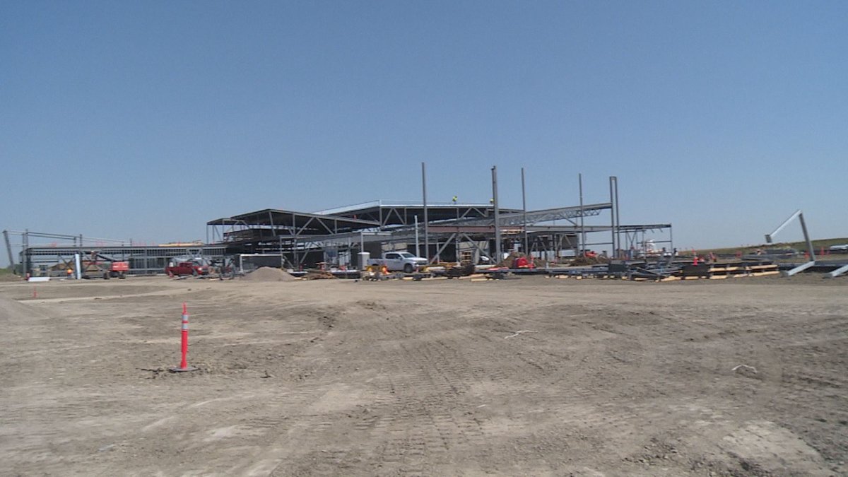 Construction on a new joint school and multi-use recreation centre in Coaldale pictured on August 18, 2022.