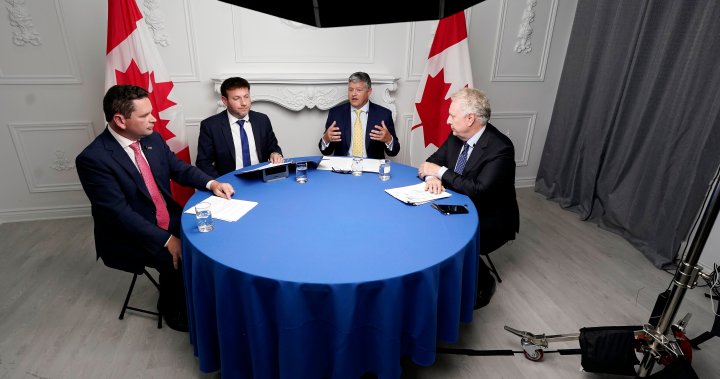 Final Conservative leadership debate sees calls for unity, Poilievre missing – National
