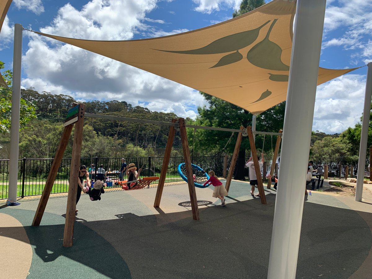 Design infrastructure to cool cities down are the norm in Australia, including at playgrounds.