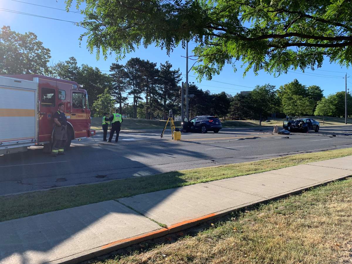 Photo from the fatal crash scene near Steeles Avenue and Dufferin Street on Aug. 12, 2022.