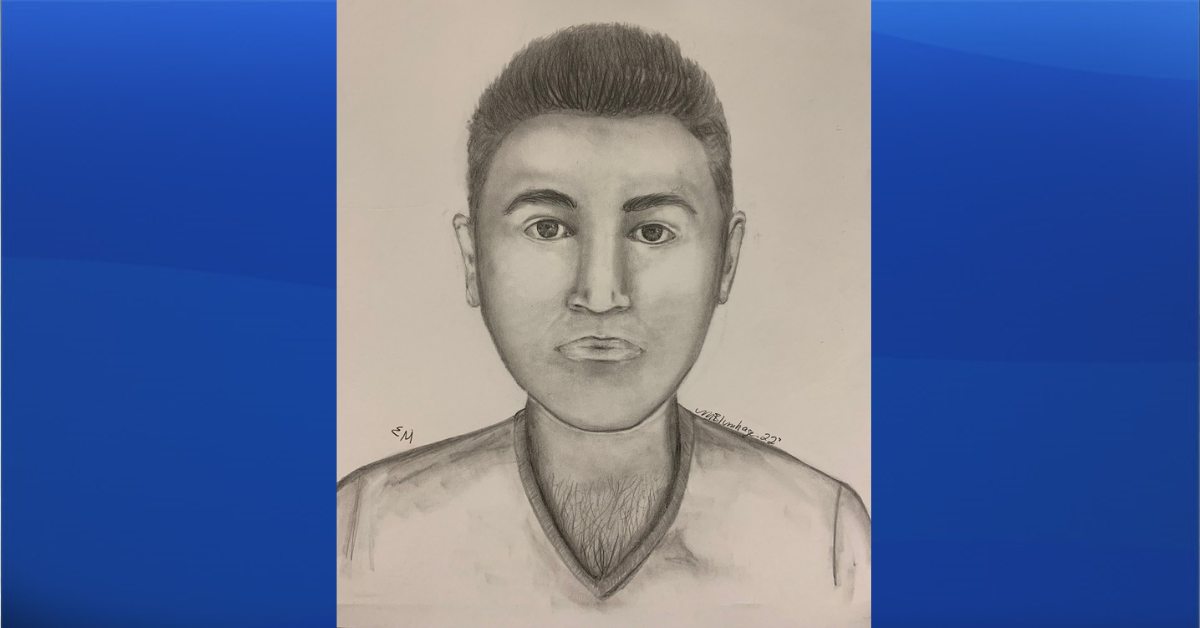 Edmonton police are searching for a man as shown in the sketch after reports of a sexual assault in northwest Edmonton on Aug. 17, 2022.