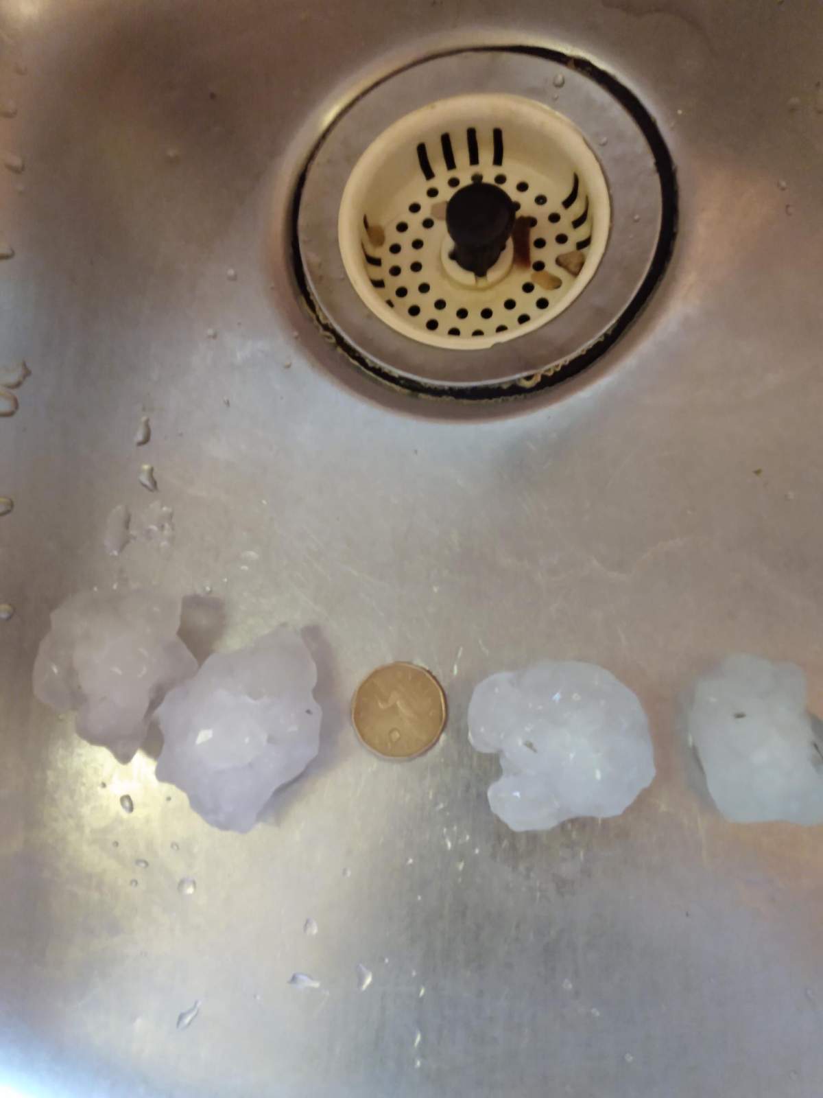 Hail that fell north of Teulon, Man., in Tuesday’s storm.