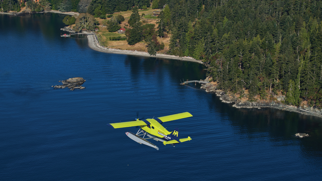 Harbour Air’s prototype all-electric seaplane during its first point-to-point flight on Thursday.