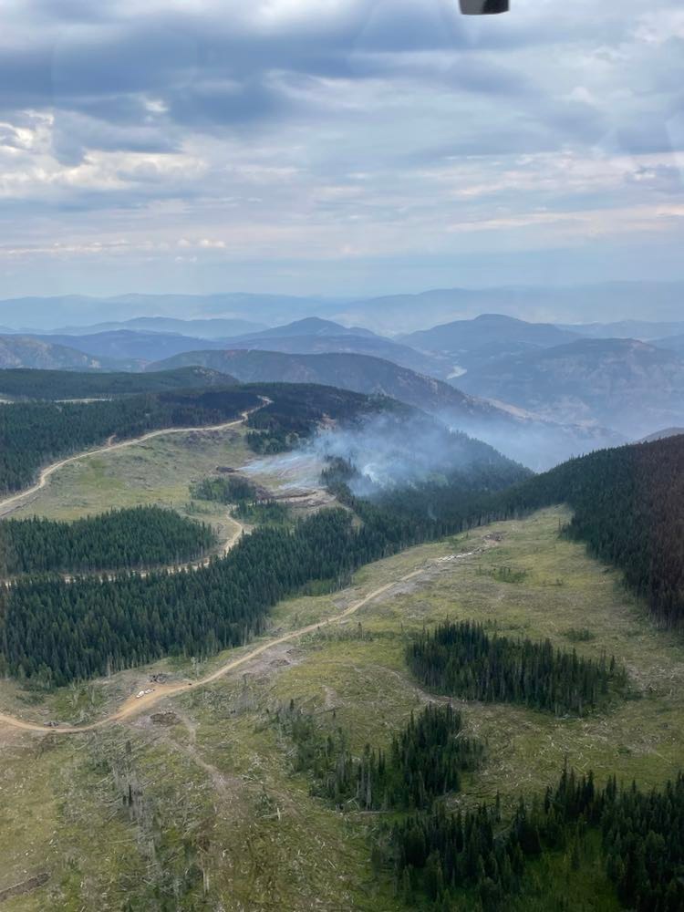 View of Keremeos Creek wildfire activity north of Olalla Forest Service Road, along southwestern flank of the fire.