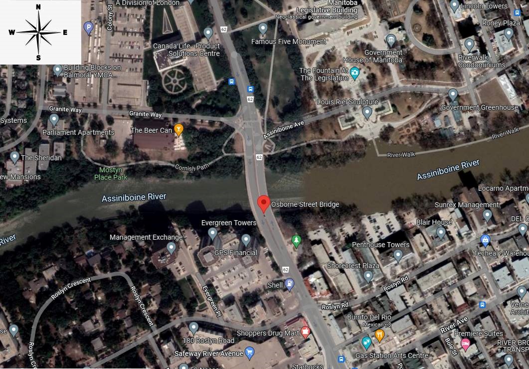 Map of Osborne Street Bridge.