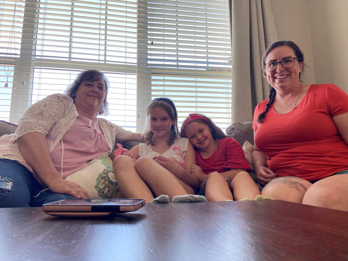 Kari Hoellwarth with her daughters Arialla, holding baby Abigail Brown. Also in photo, Nalla Hoellwarth and Tanya Brown.