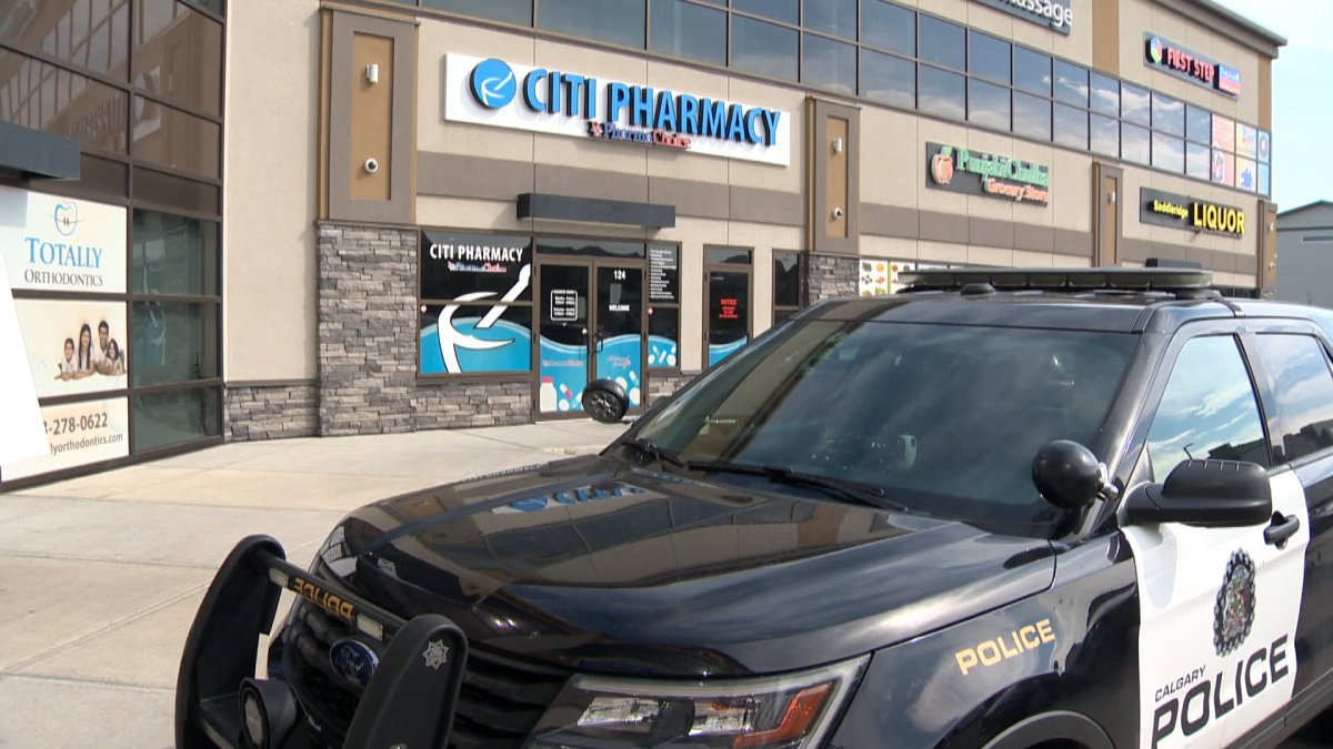 Calgary police responded to a robbery at Citi Pharmacy in northeast Calgary on Thursday, Aug. 26.