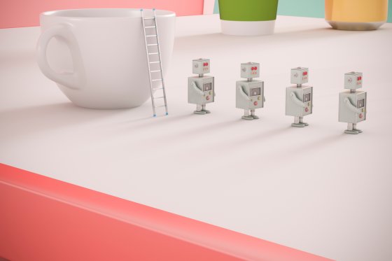 robots in a line