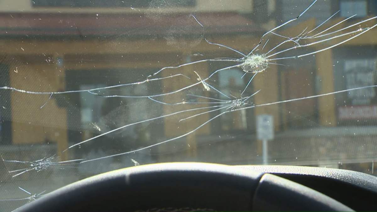 Brandon Cruze’s severely damaged windshield