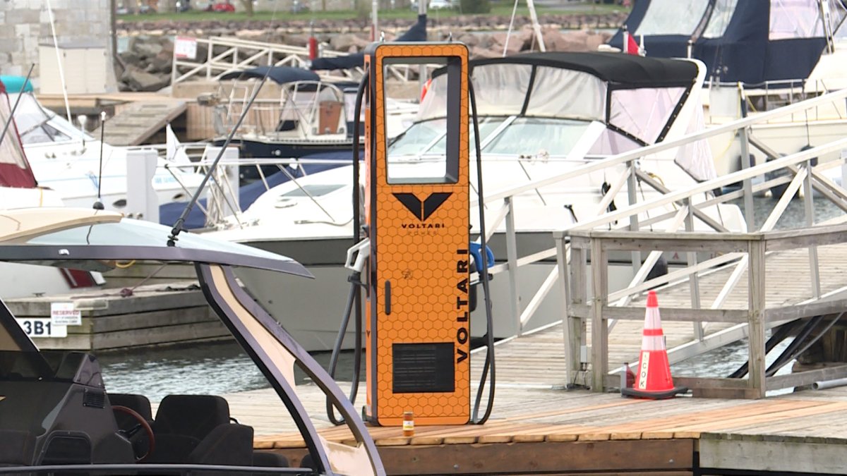 The charging station was installed by Voltari, a Merrickville-based electric boat manufacturer.