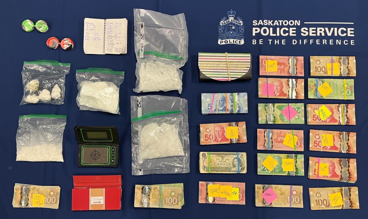 Saskatoon police seized cash and drugs on Thursday.
