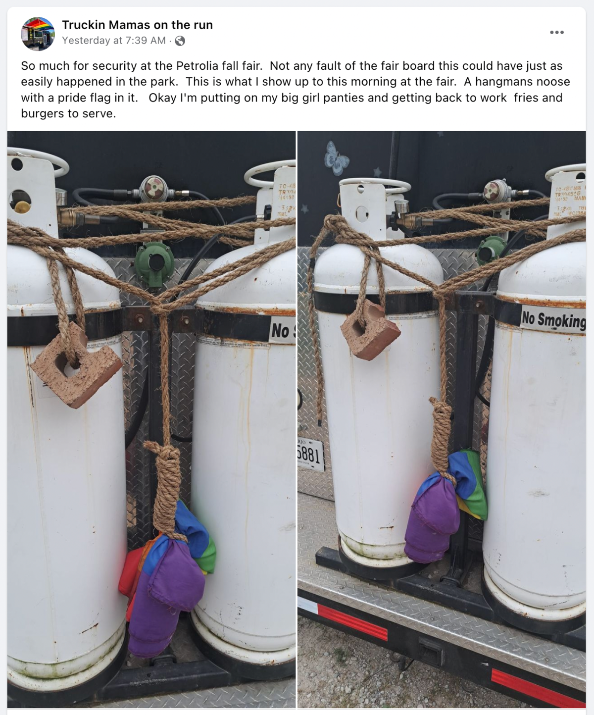 OPP launch hate crime probe after pride flag found in noose at Petrolia, Ont. fair - image