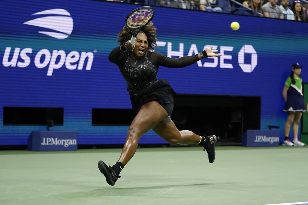 Serena Williams playing tennis.