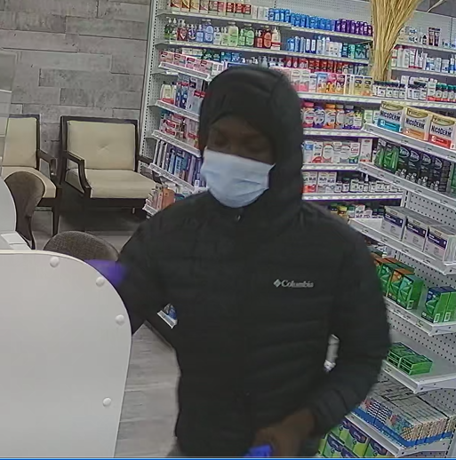 CCTV image of a suspect in a pair of pharmacy robberies in Calgary on Sept. 19, 2022.