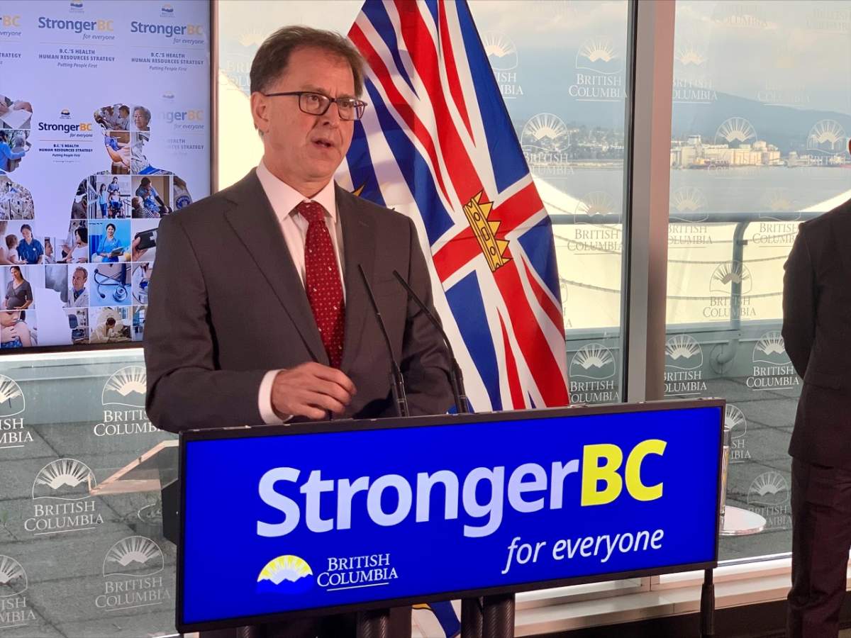 B.C.’s Health Minister Adrian Dix at the press conference on Thursday.