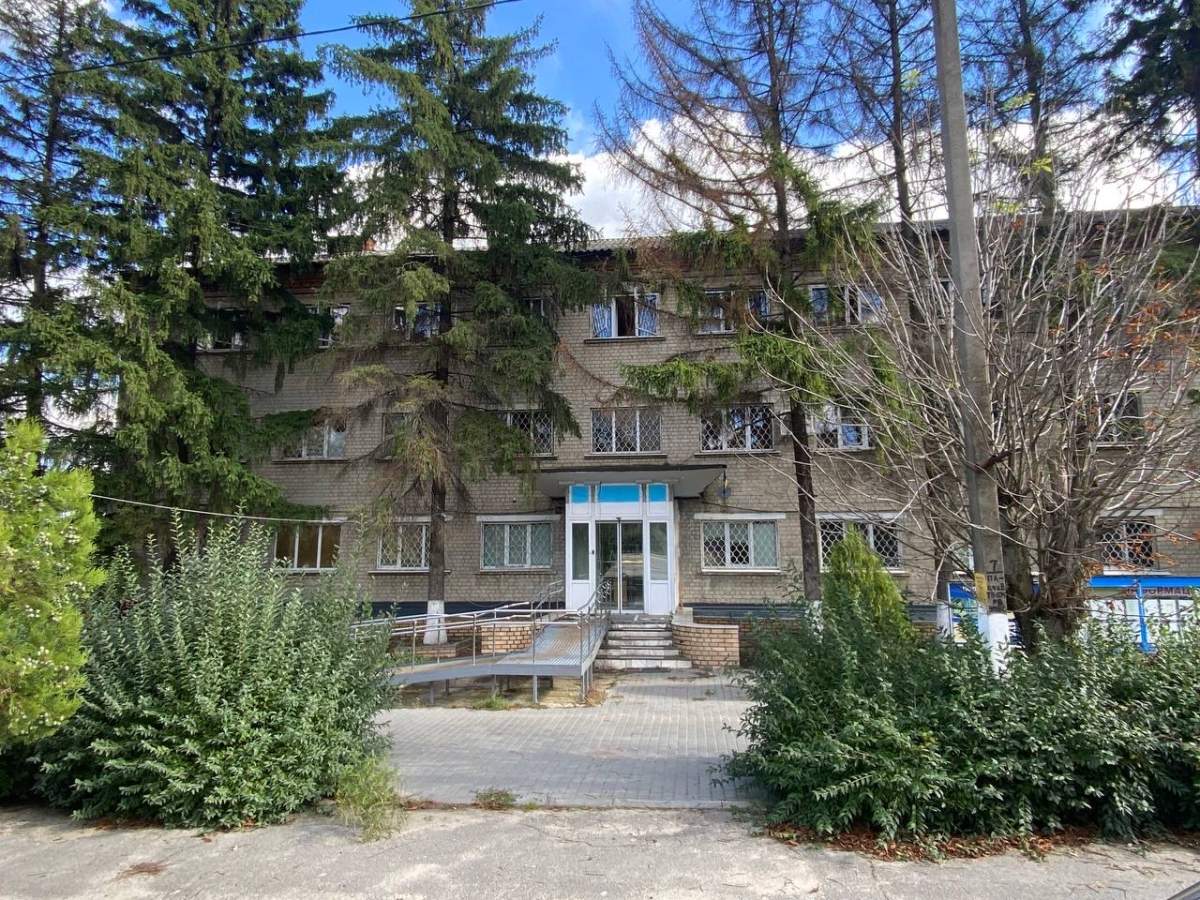 The building where victims said they were tortured by Russian forces in Balakliya, Ukraine.