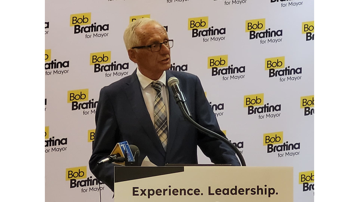 Mayoral Candidate Bob Bratina during a campaign event in August 2022. The former mayor laid out his plan for a
better and safer Hamilton on Thursday, September 22, 2022 which includes hiring more police officers.