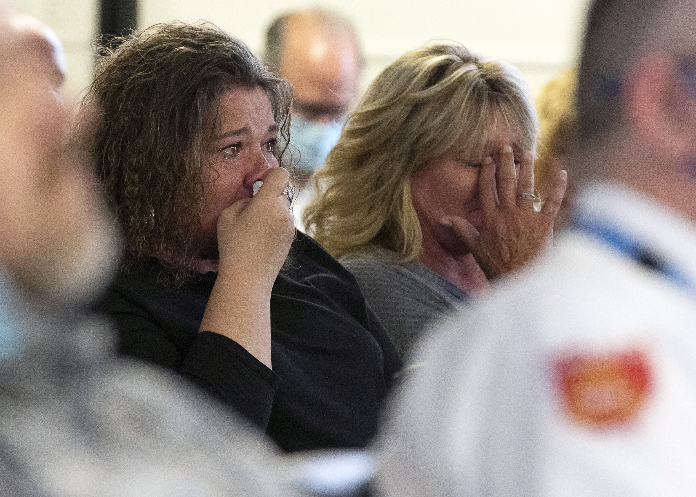 Emotions ran high at the Pike County Courthouse as members of the Rhoden family gathered to listen to Edward "Jake" Wagner during his plea hearing at the Pike County Courthouse, Thursday, April 22, 2021 in Pike County, Ohio. Edward "Jake" Wagner pleaded guilty Thursday in the murders of his child’s mother and seven members of her family in 2016.