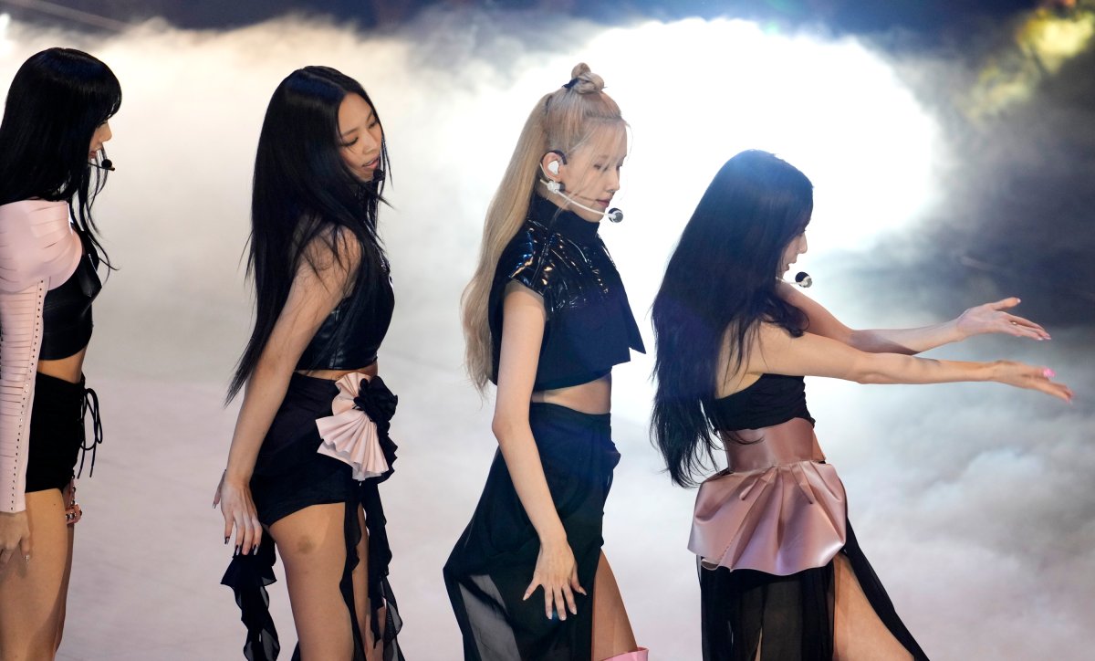 Blackpink performs "Pink Venom" at the MTV Video Music Awards at the Prudential Center on Sunday, Aug. 28, 2022, in Newark, N.J. (Photo by Charles Sykes/Invision/AP).
