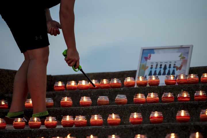 Candles are lit at vigil for six young people killed in a car accident in Barrie, Ont. on Saturday, September 3, 2022.  