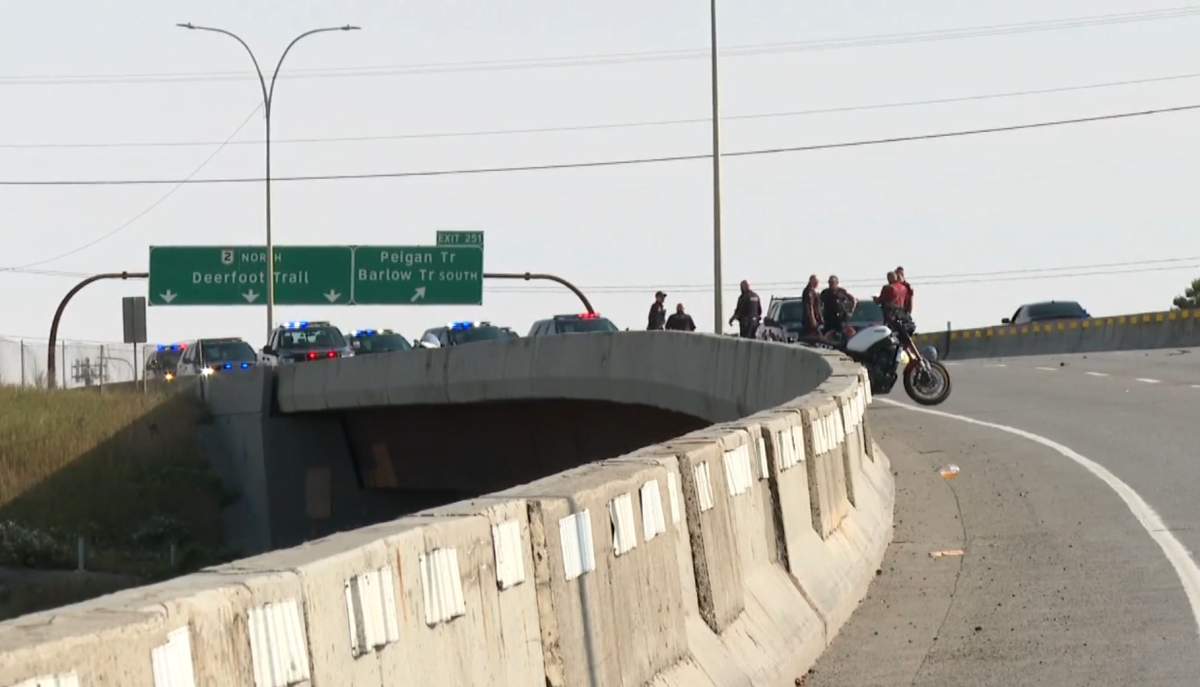 One motorcyclist died following a collision with another motorcycle on Deerfoot Trail, Sept. 10, 2022. 