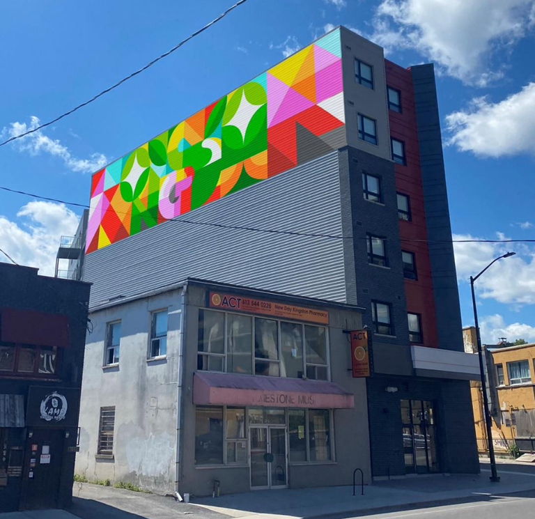A rendering of a proposed mural to be created at 168. Division St.