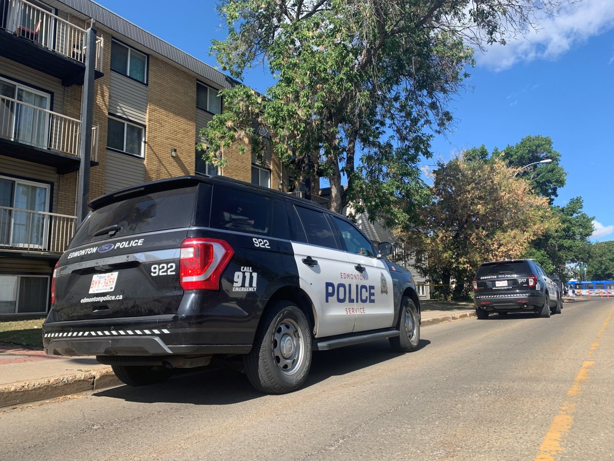 Edmonton police investigating a death at a property on 105 Street near 106 Avenue on Sept. 9, 2022.