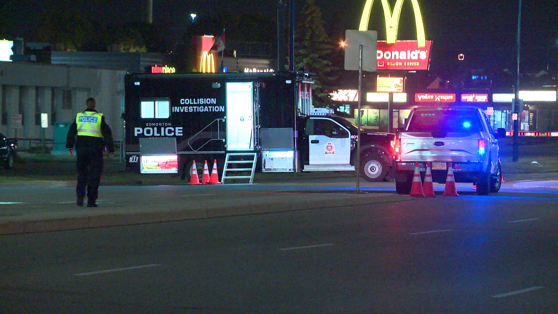 A 22-year-old pedestrian was killed after being struck by a vehicle along Fort Road in northeast Edmonton Thursday, Sept. 29, 2022.