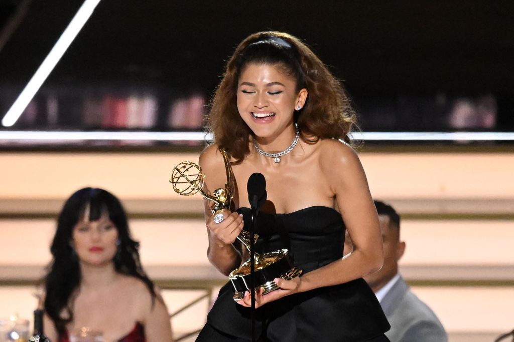 Zendaya accepts the award for Outstanding Lead Actress In A Drama Series for "Euphoria" onstage during the 74th Emmy Awards at the Microsoft Theater in Los Angeles, California, on September 12, 2022.