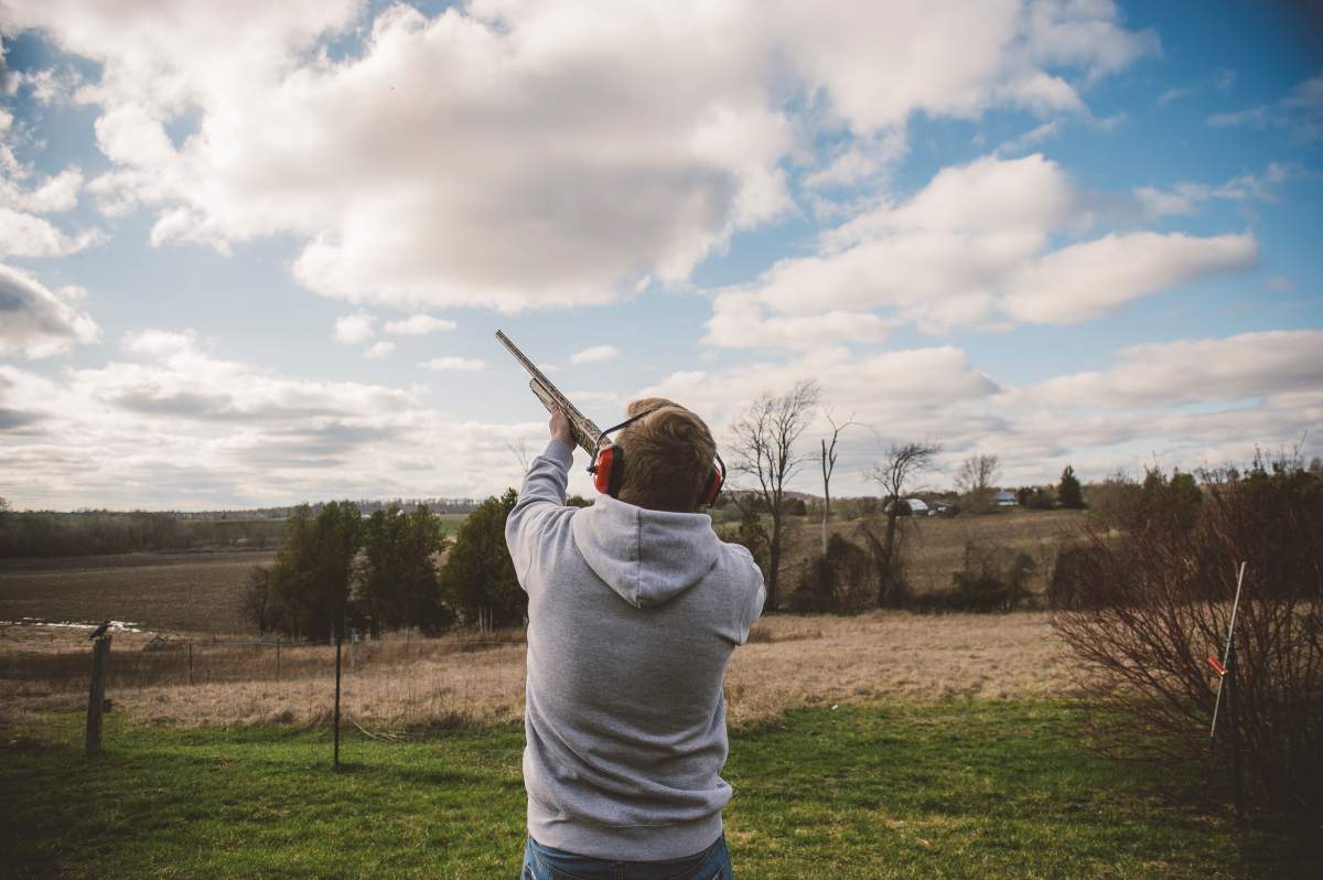 A file photo of a man skeet shooting.
