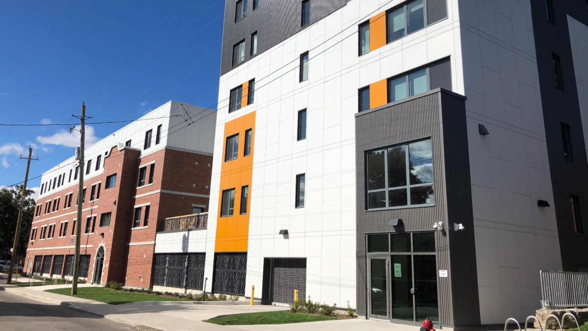 A four-year affordable housing complex on East Avenue North in Hamilton was unveiled by Indwell on Thursday featuring the facade of the old Royal Oak Dairy.