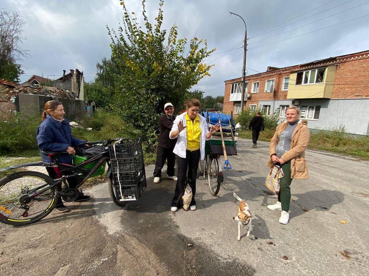 Svitlana, Olha and Angelina (left to right), residents of Izyum, Ukraine.