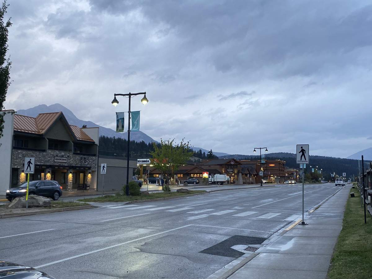 The town of Jasper with limited power due to the Chetamon wildfire on Sept. 7, 2022.