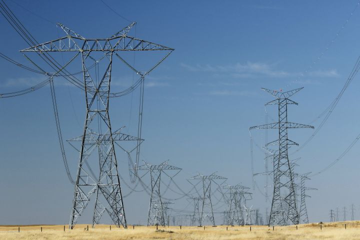 High voltage transmission power lines near Brooks, Ab., on Sept. 11, 2020. 