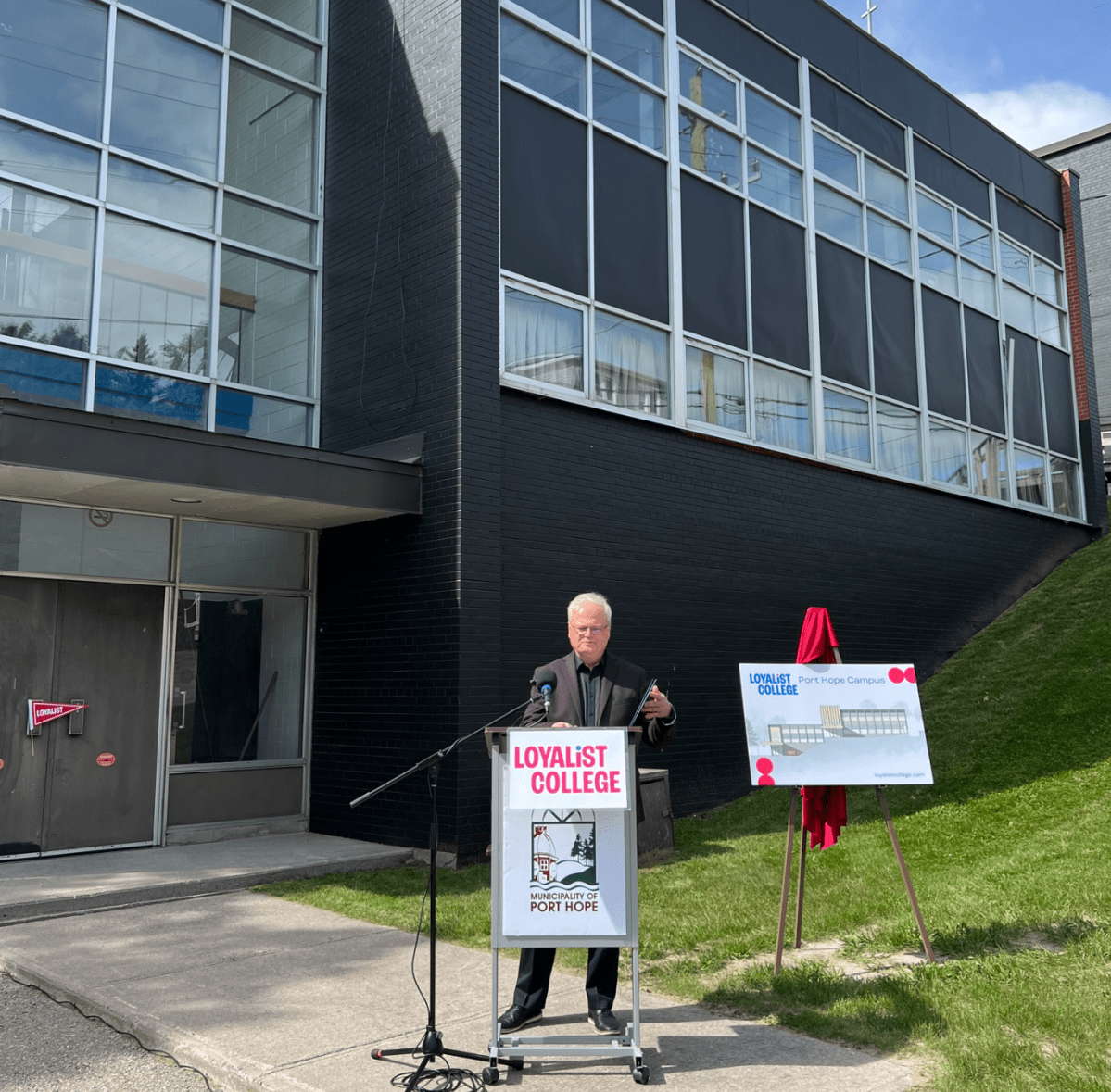 Loyalist College acting president Mark Kirkpatrick announces plans for a new campus in Port Hope beginning in the fall of 2023.