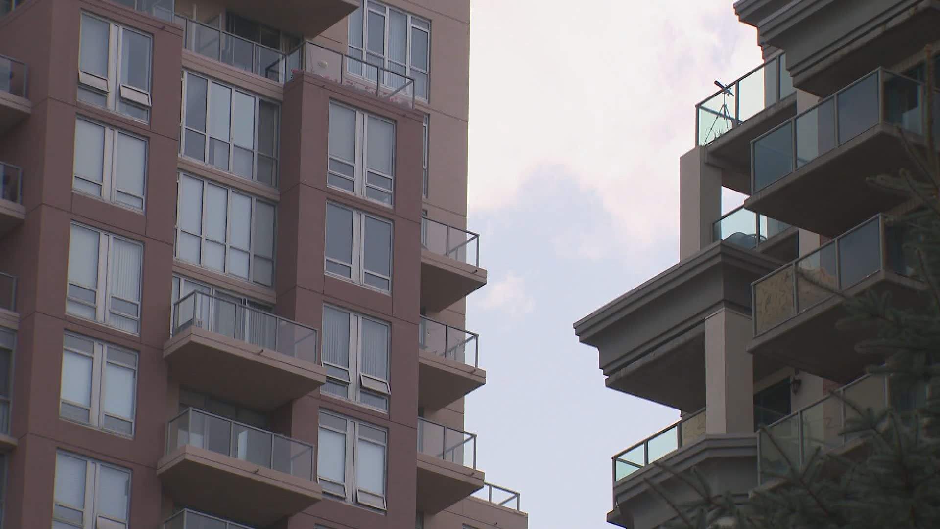Downtown Calgary apartments buildings are pictured on Sept. 15, 2022.