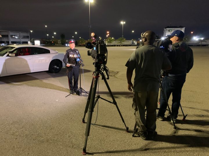 Police held a press conference after a fatal shooting in the area of  Highway 7 and Interchange Way.