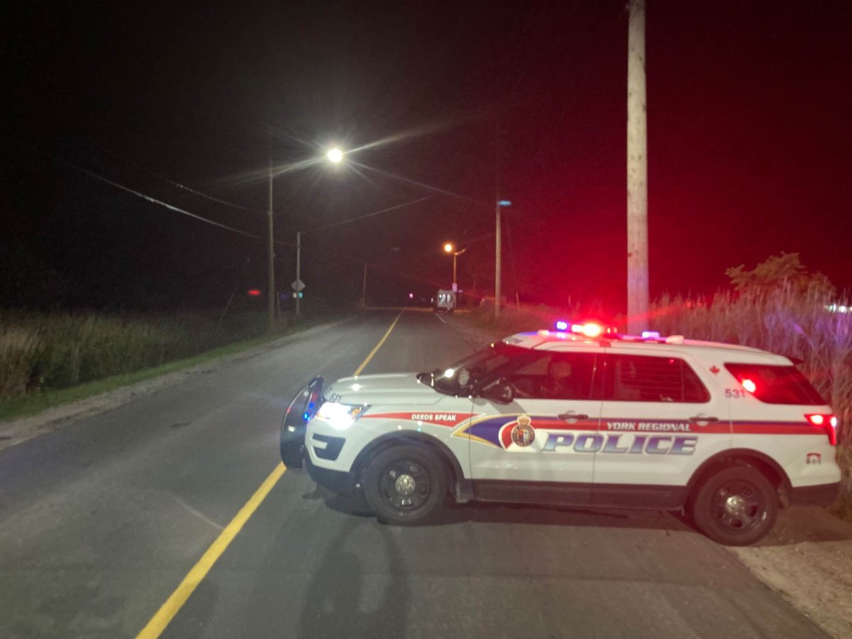 Police on scene following a fatal crash involving a motorcycle and a van in Markham on Sept 1, 2022.