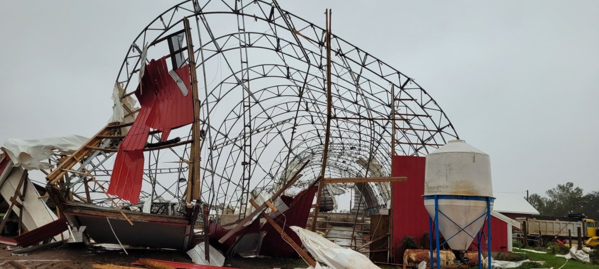 Ryan Barrett's barn lost its roof to Fiona