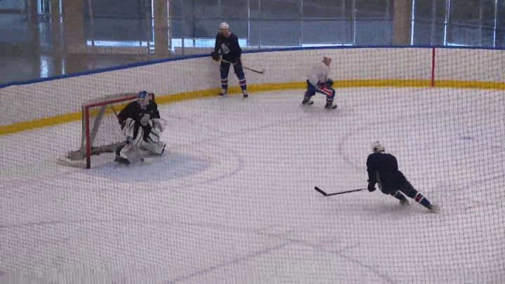 Some Edmonton Oilers players skated together at the Downtown Community Arena on Sept. 12, 2022.