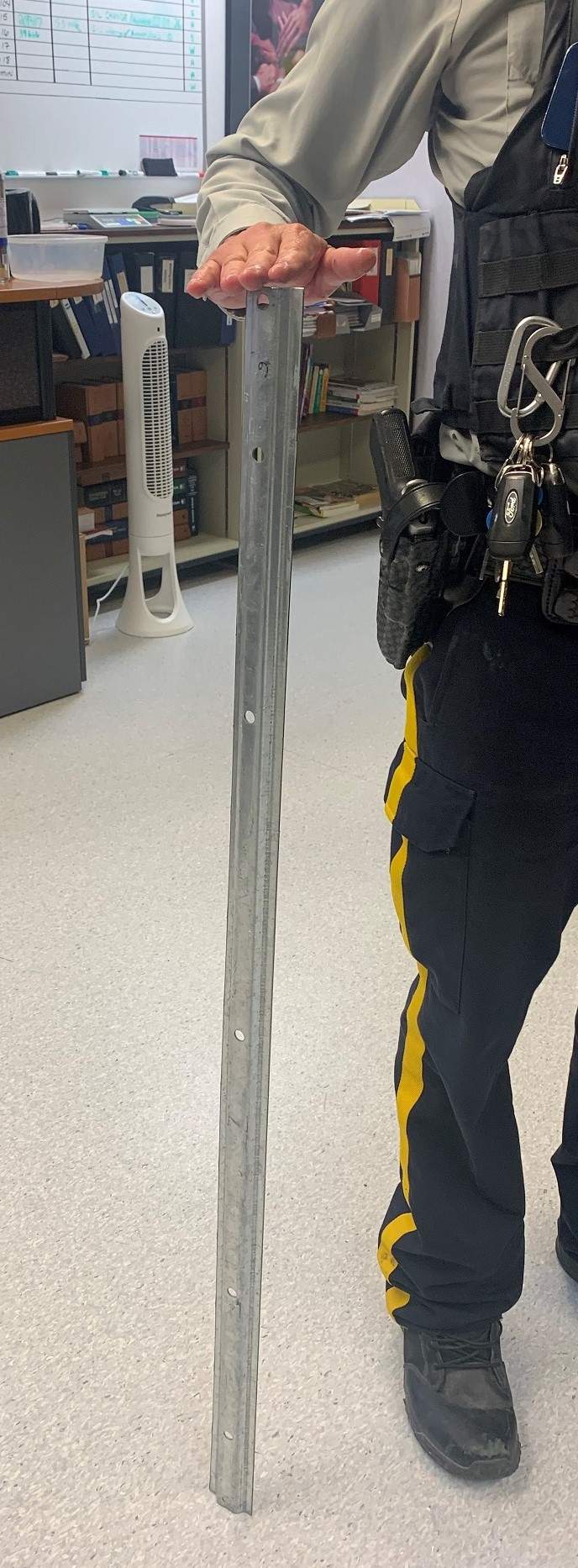 The metal bar used by the suspect.