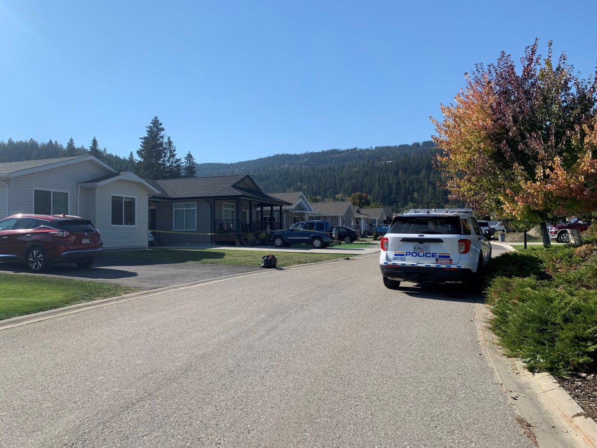 Police on scene in Enderby, B.C., on Tuesday afternoon.