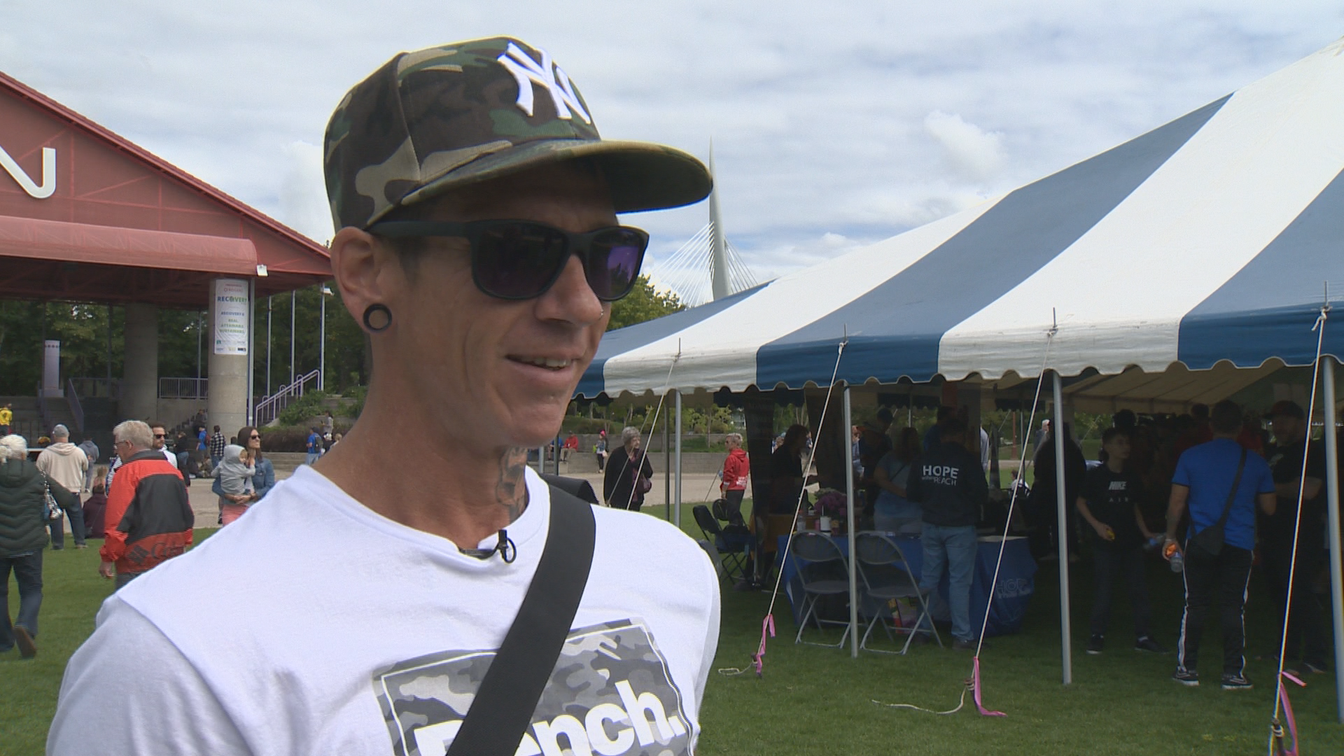 Travis Veilleux, attending his first Recovery Day event, is more than two months sober.