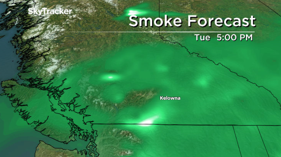 Smoke lingers throughout the Okanagan into the middle of the week.