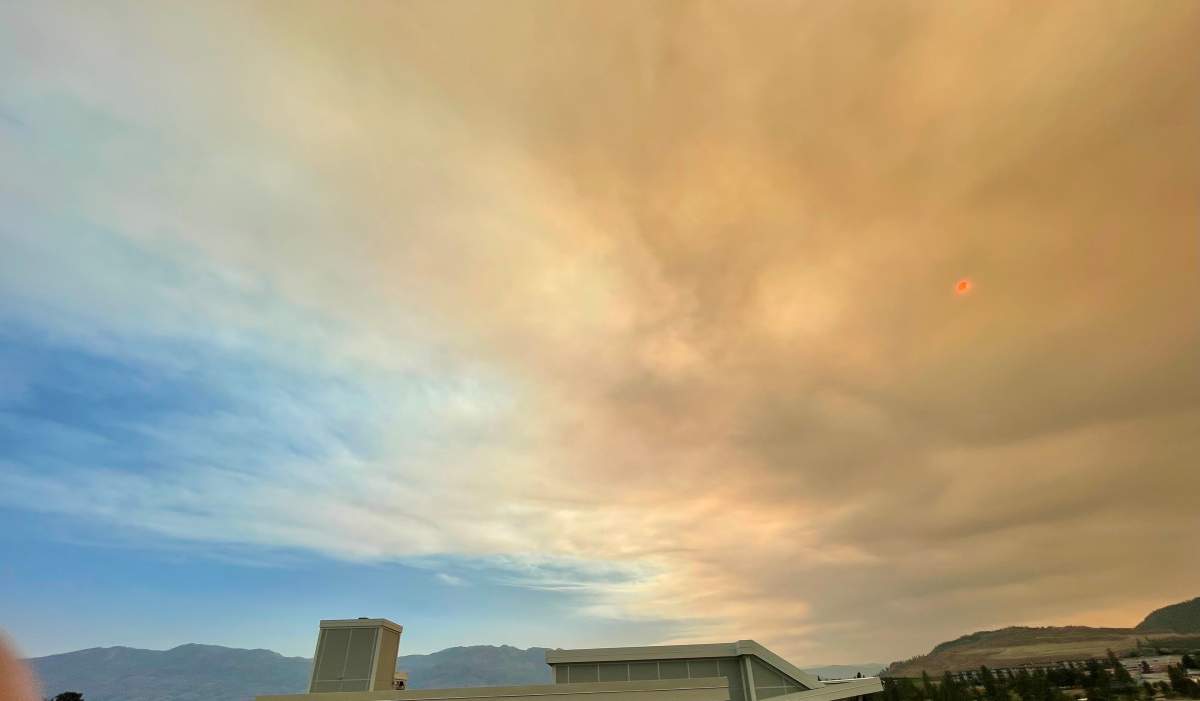 Smoky skies rolling into West Kelowna on Friday afternoon.