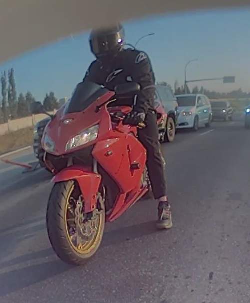 Edmonton police describe the motorcycle as a red 2005-2006 Honda CBR 600RR with gold rims.