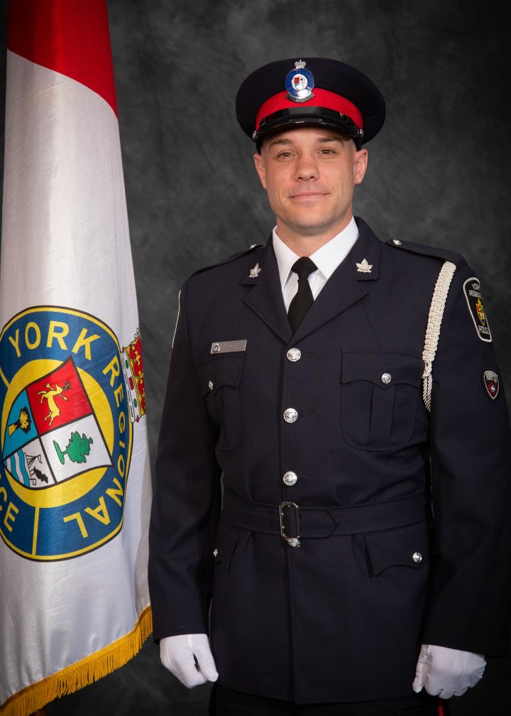 York Regional Police Const. Travis Gillespie, aged 38, was killed in a crash Wednesday morning.