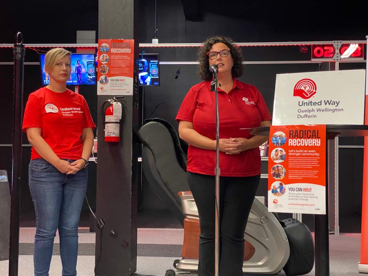 Glenna Banda (left) and Patricia Tersigni announce the launch of UWGWD fundraising campaign in Guelph.