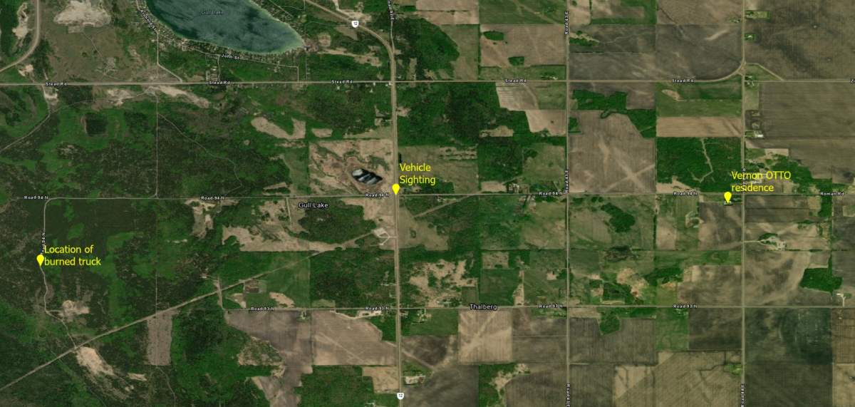 Map detailing Vern Otto investigation